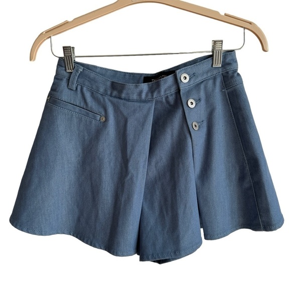 Thakoon Chambray Wrapped Side Button Skort/Shorts, Size 2 - Picture 1 of 8